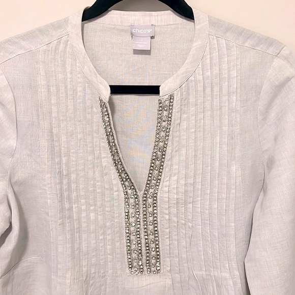 Chico’s Linen Tunic, Size 1 - Picture 2 of 9